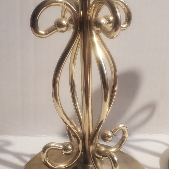 Decorative Candlestick Holder Pair Vtg Metal Material Poss Silverplate Or Brass - Picture 8 of 12